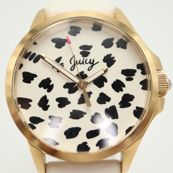 Juicy Couture Jetsetter White Gold Tone 38mm Watch Silicone Strap w New Battery - Picture 6 of 12